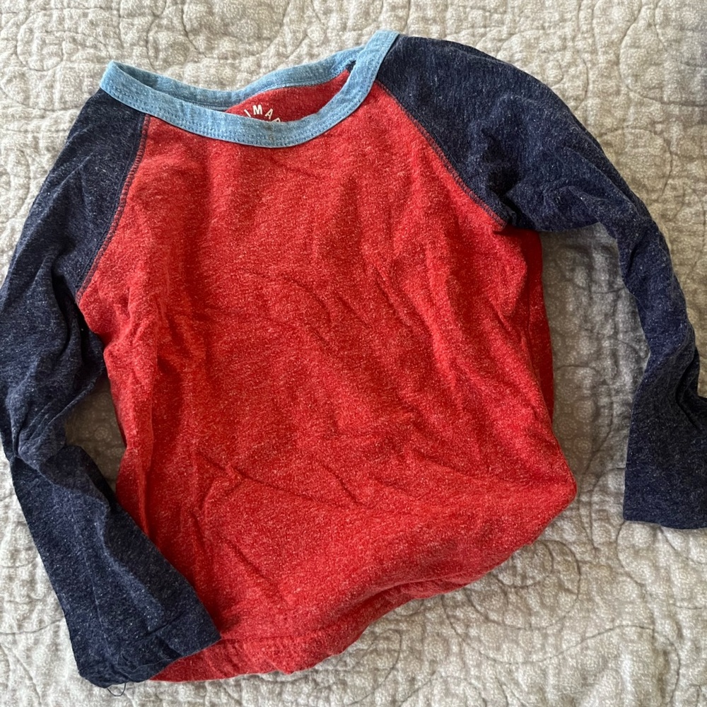 Primary Red and Navy Kids Raglan Tee